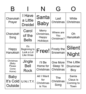 Holiday BINGO Card