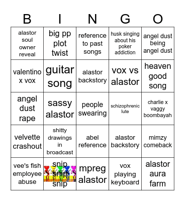 Hazbin hotel Bingo Card