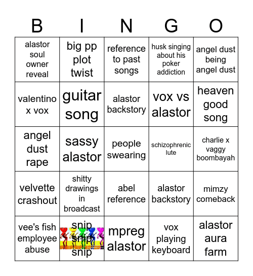 Hazbin hotel Bingo Card