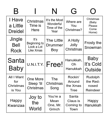 Holiday BINGO Card