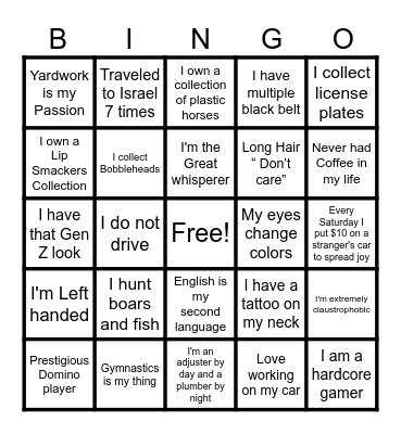 "In Your Business" BINGO Card