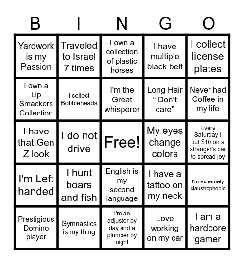 "In Your Business" BINGO Card