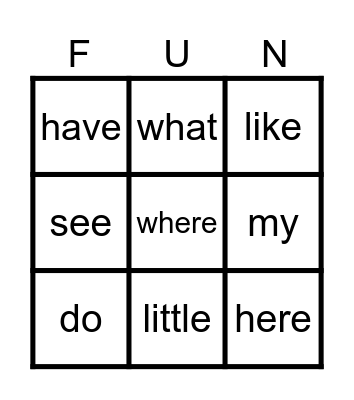 Sight Words - Lesson #31 Bingo Card