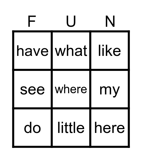 Sight Words - Lesson #31 Bingo Card