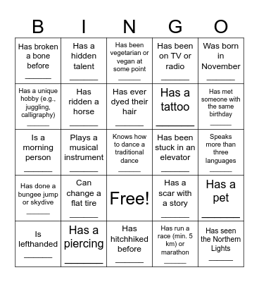 MW Bingo Card