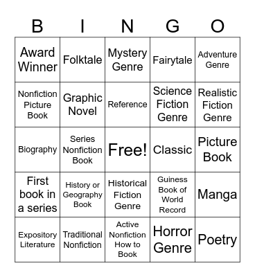 5th Grade Library Bingo Card