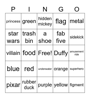 Pardue Pingo Bingo Card