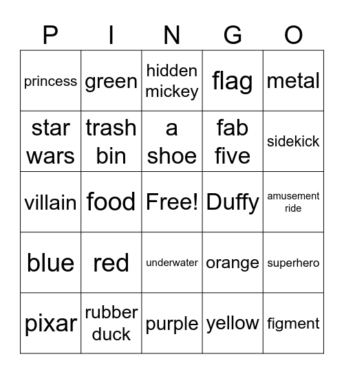Pardue Pingo Bingo Card
