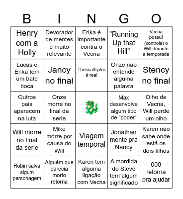 STRANGER THINGS 5 Bingo Card