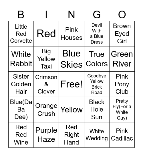 D4 - Something Colorful Bingo Card