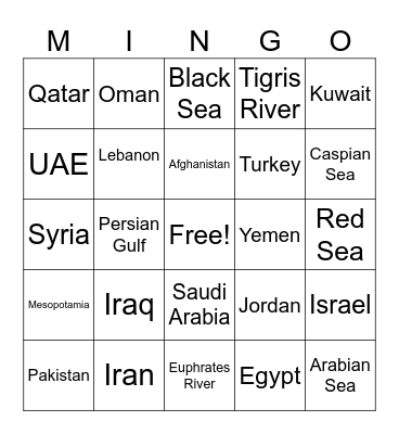 Mesopotamia Mingo Bingo Card