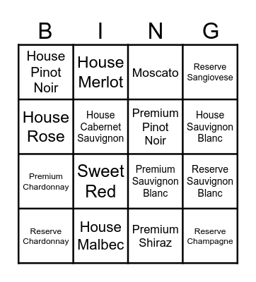 Wine Bing Bingo Card