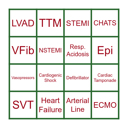 CICU BINGO: 12 Days of Shiftmas Bingo Card