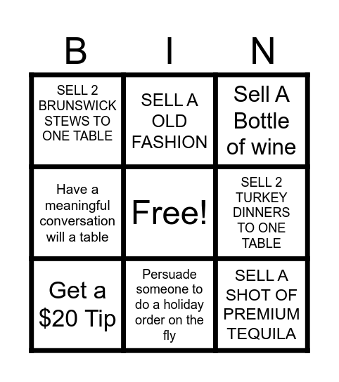 BBQ BINGO Card