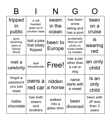 Icebreaker Bingo Card