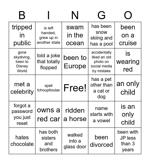 Icebreaker Bingo Card