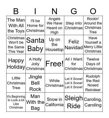 Christmas Music Bingo  Bingo Card