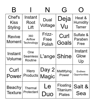 The Ultimate Curl Power Bingo Card