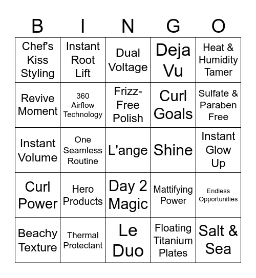 The Ultimate Curl Power Bingo Card