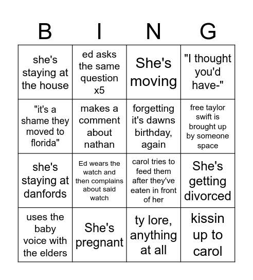 Meghan Visting Bingo Card