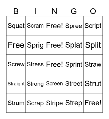 S Blend Bingo Card