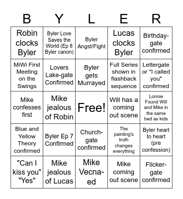 Stranger Things Season 5 (Byler Edition) Bingo Card