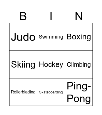 Spanish Sports Bingo Card