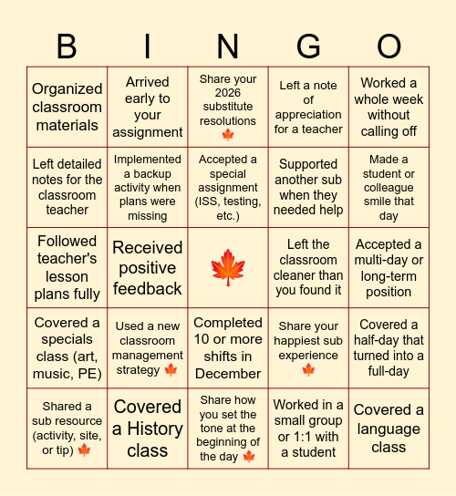 Thankful & Grateful BINGO 🍂 Bingo Card