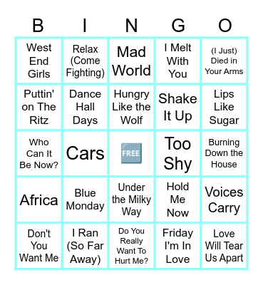 MUSIC BINGO at the Ann Arbor Eagles!  Late 80s/Early 90s New Wave/Alt! 🎶🎵 Bingo Card