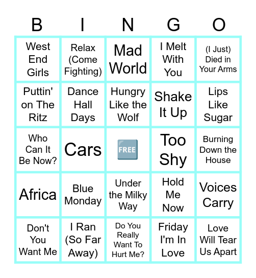 MUSIC BINGO at the Ann Arbor Eagles!  Late 80s/Early 90s New Wave/Alt! 🎶🎵 Bingo Card