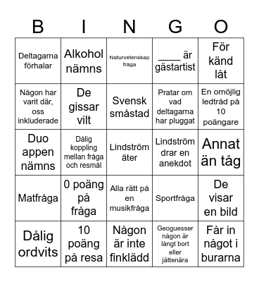På Spåret 2024 Bingo Card