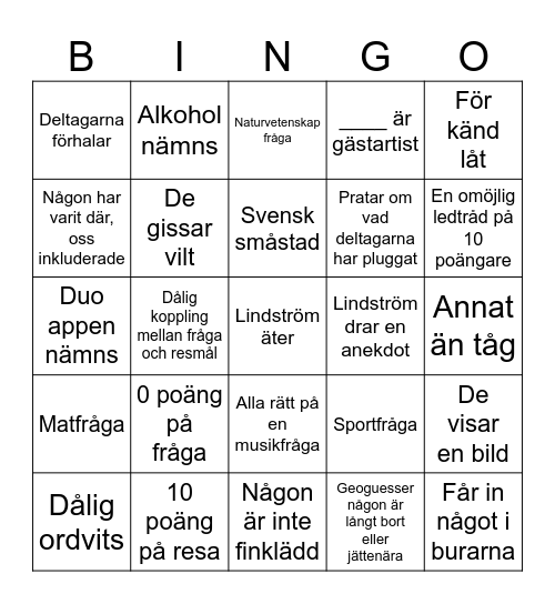 På Spåret 2024 Bingo Card