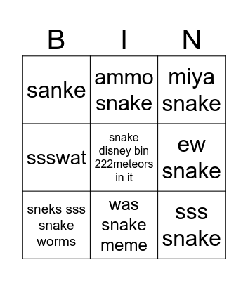 snake sss Bingo Card