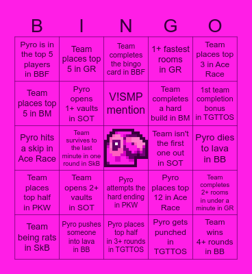 PYWOSCYF MCC: MASH UP Bingo Card
