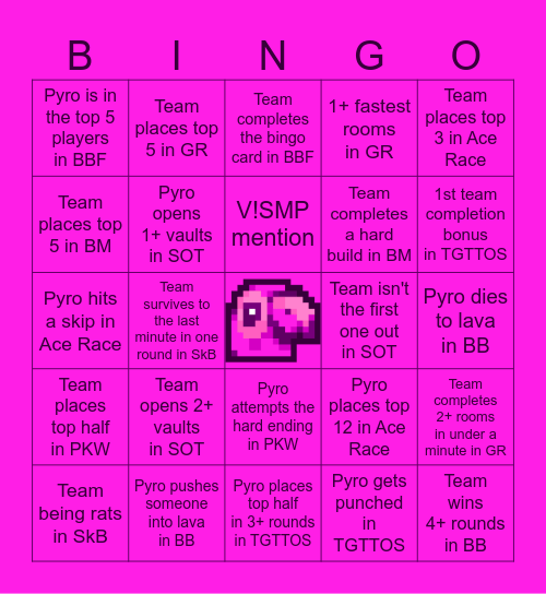 PYWOSCYF MCC: MASH UP Bingo Card