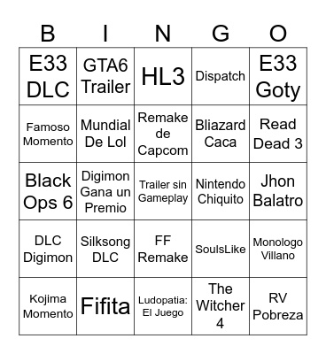 GOTY Bingo Card