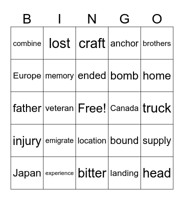 newspaper Nov 12 Bingo Card