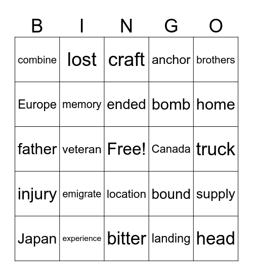 newspaper Nov 12 Bingo Card