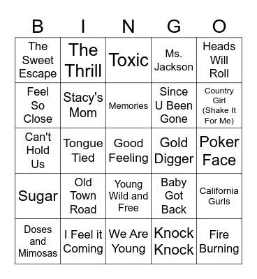 Frat Party Bingo Card