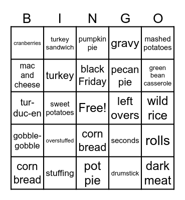 Thanksgiving Bingo Card