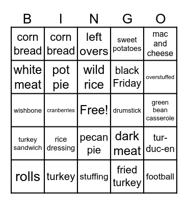 Thanksgiving Bingo Card