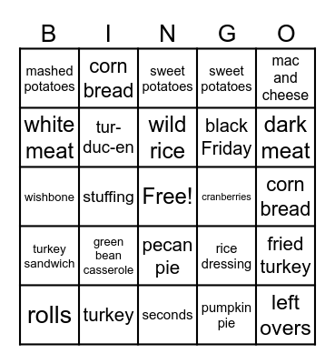 Thanksgiving Bingo Card