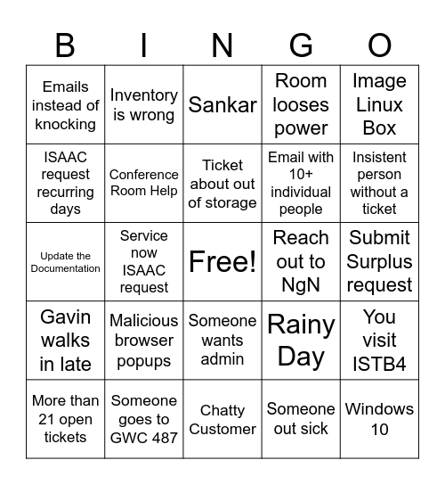 ECEE IT Bingo Card