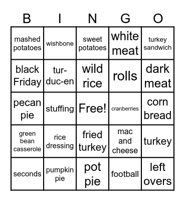Thanksgiving Bingo Card