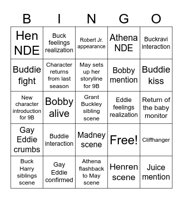 911 Fall Finale Bingo Card
