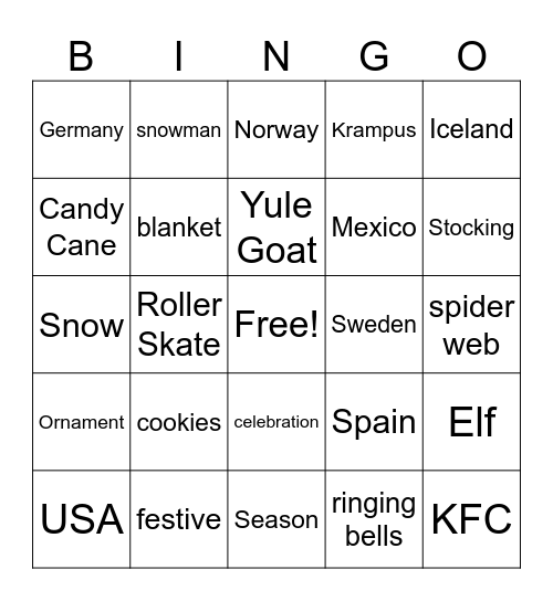 Holidays Around the World Bingo Card