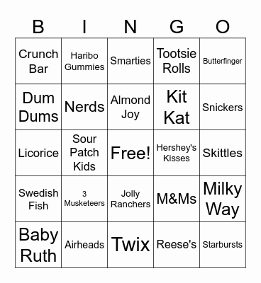 CuNHS Candy Bingo! Bingo Card