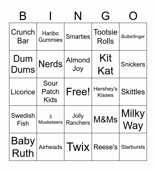CuNHS Candy Bingo! Bingo Card