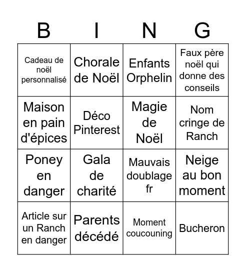 Bingo film de Noël Bingo Card