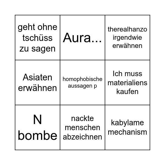 Valandis Bingo Card